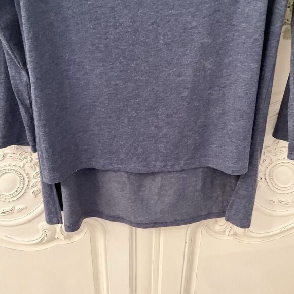 Tunic Women's L Heather Blue High Low Off the Shoulder Long Sleeve Casual - Picture 3 of 9